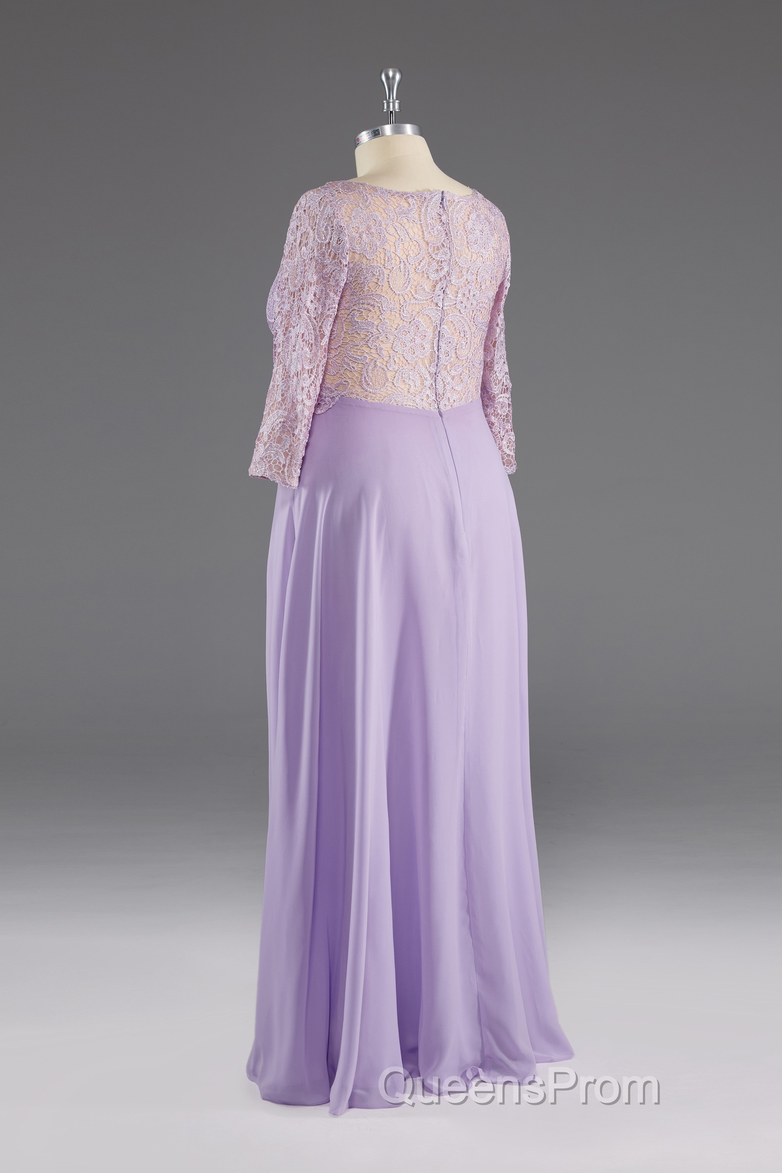 A-Line 3/4 Sleeves Scoop Lace Mother of The Bride Dress