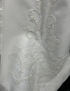 A-Line Spaghetti Strap Beaded Satin Long Evening Prom Dress White Wedding Dress Graduation Evening Prom Dress