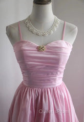 A-Line Spaghetti Strap Satin Long Wedding Dress Birthday Quinceanera Dress Evening Prom Dress