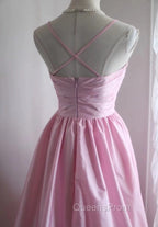 A-Line Spaghetti Strap Satin Long Wedding Dress Birthday Quinceanera Dress Evening Prom Dress