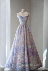 A-Line Spaghetti Strap Tulle Applique Long Evening Prom Dress Adult Ceremony Birthday Dress