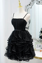 A-Line Spaghetti Strap Tulle Short Homecoming Dress
