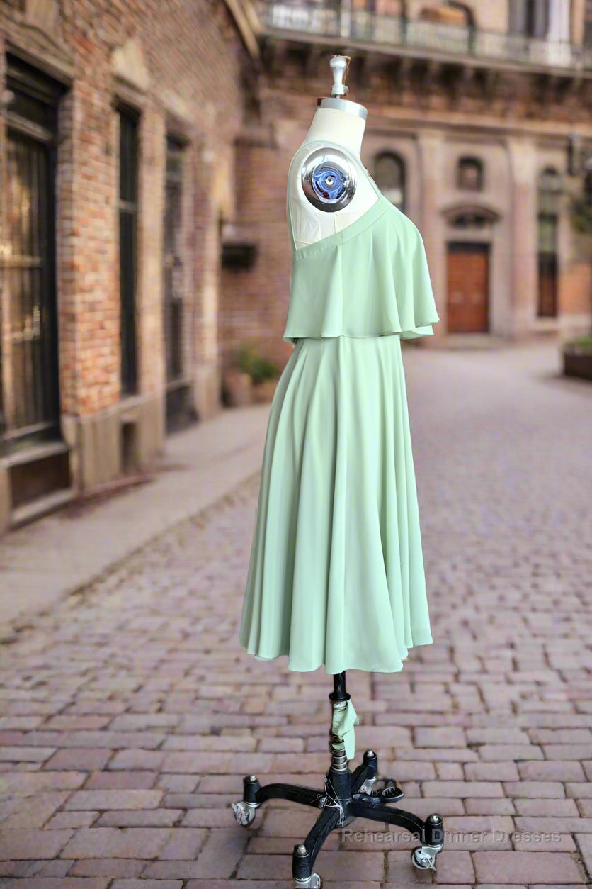 A-line Spaghetti Straps Chiffon Short Bridesmaid Dresses