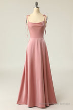 A Line Spaghetti Straps Light Green Long Prom Dress with Silt