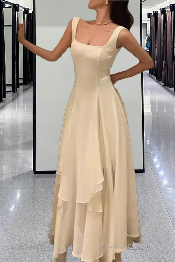 A Line Square Neck Prom Dress, Ankle Length Birthday Outfits Main image