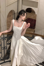 A Line Square Neck Classy Prom Dress, Ankle Length Birthday Outfits