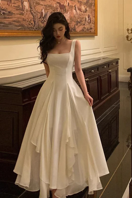 A Line Square Neck Classy Prom Dress Elegant Prom Gown