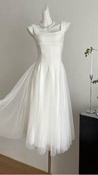 A Line Square Neck Classy Prom Dress Elegant Prom Gown