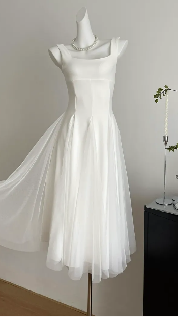 A Line Square Neck Classy Prom Dress Elegant Prom Gown