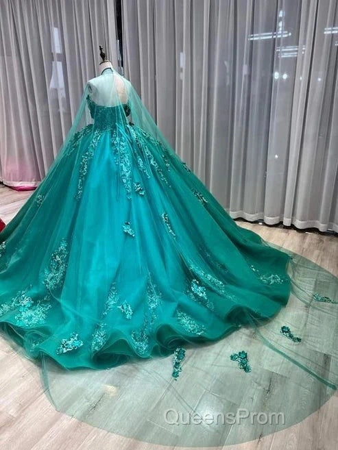A-Line Strapless Applique Wedding Dress With Cloak Secondary image