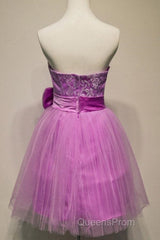 A-Line Strapless Appliques Bowknot Short Homecoming Dress Party Dress