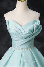 A-Line Strapless Formal Tulle Floor Length Evening Dress Off Shoulder Evening Prom Dress