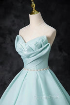 A-Line Strapless Formal Tulle Floor Length Evening Dress Off Shoulder Evening Prom Dress