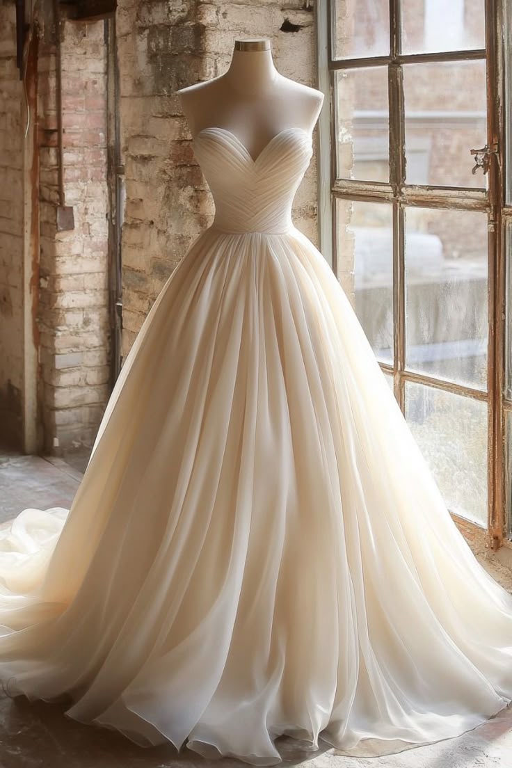 A Line Strapless Unique Long Wedding Dress Classy Evening Party Dress Secondary image