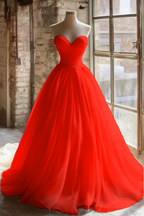 A Line Strapless Unique Long Wedding Dress Classy Evening Party Dress