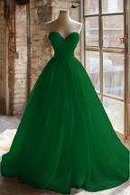 A Line Strapless Unique Long Wedding Dress Classy Evening Party Dress