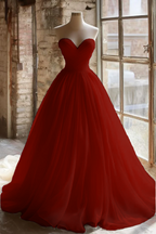 A Line Strapless Unique Long Wedding Dress Classy Evening Party Dress