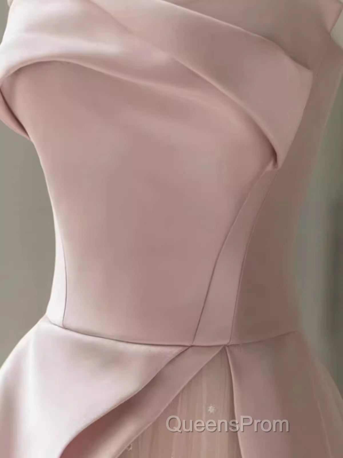A Line Strapless Pink Party Dress Long Satin Evening Prom Dress