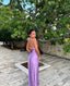 A Line Straps Backless Party Dress Long Lilac Classy Prom Dress