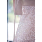 A Line Straps Pink Satin Long Evening Prom Dress