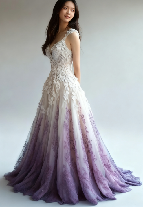 A-Line Straps Tulle Beaded Long Classy Prom Dress Applique Sweetheart Neck Classy Evening Gown