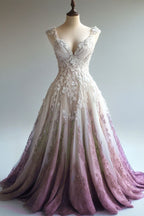 A-Line Straps Tulle Beaded Long Classy Prom Dress Applique Sweetheart Neck Classy Evening Gown