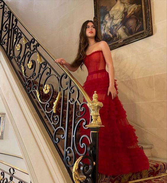 A-Line Stunning Red Long Classy Prom Dress Classy Evening Gowns