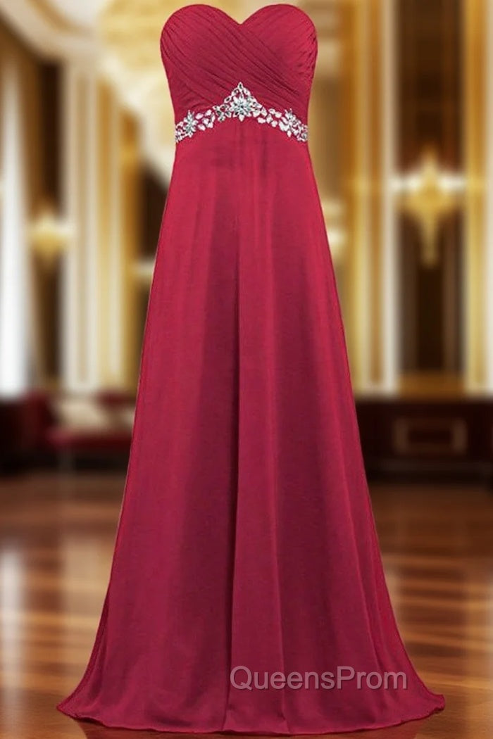 A-Line Sweetheart Chiffon Floor Length Bridesmaid Dress With Crystal Main image