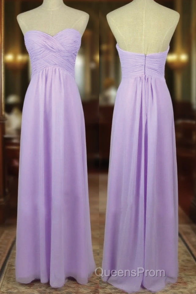 A Line Sweetheart Neck Backless Lilac Long Evening Prom Dress, Lilac Long Bridesmaid Dress Main image