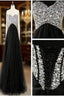 A Line Sweetheart Neck Black Floor Length Long Evening Prom Dress, Black Evening Dress