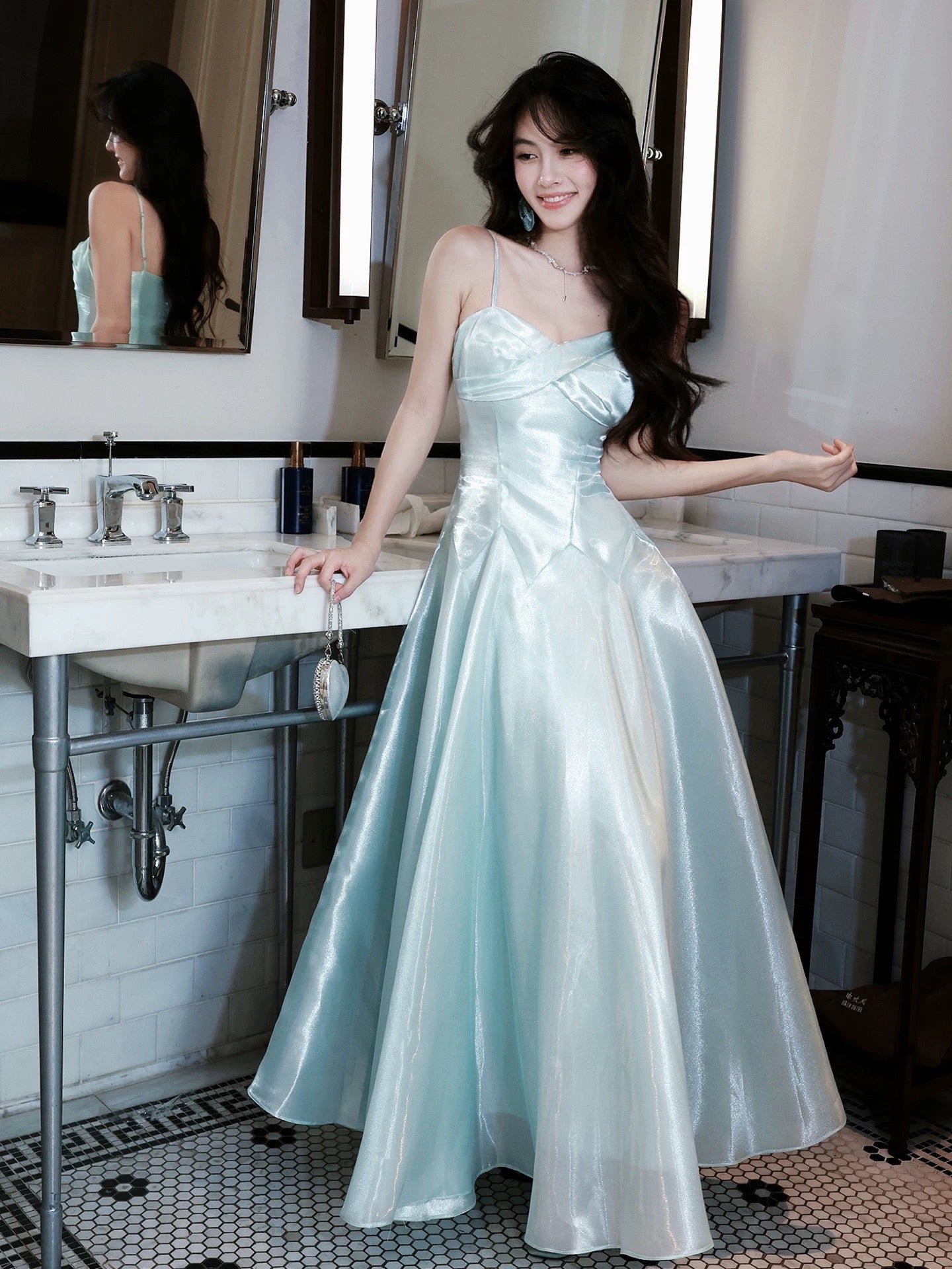 A-Line Sweetheart Neck Blue Long Classy Prom Dress Secondary image