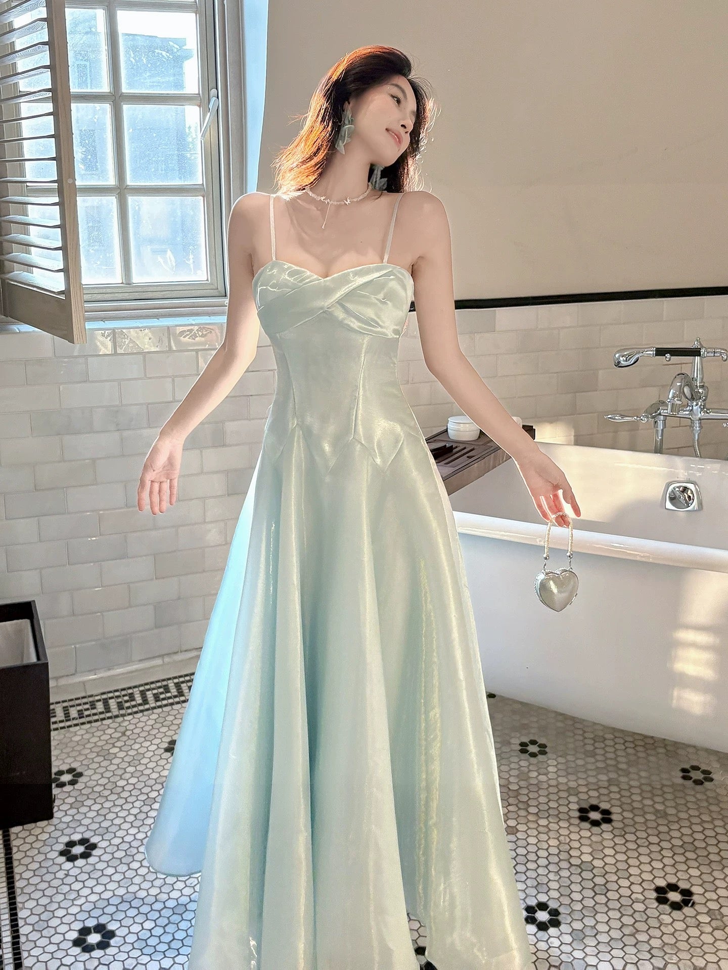 A-Line Sweetheart Neck Blue Long Classy Prom Dress