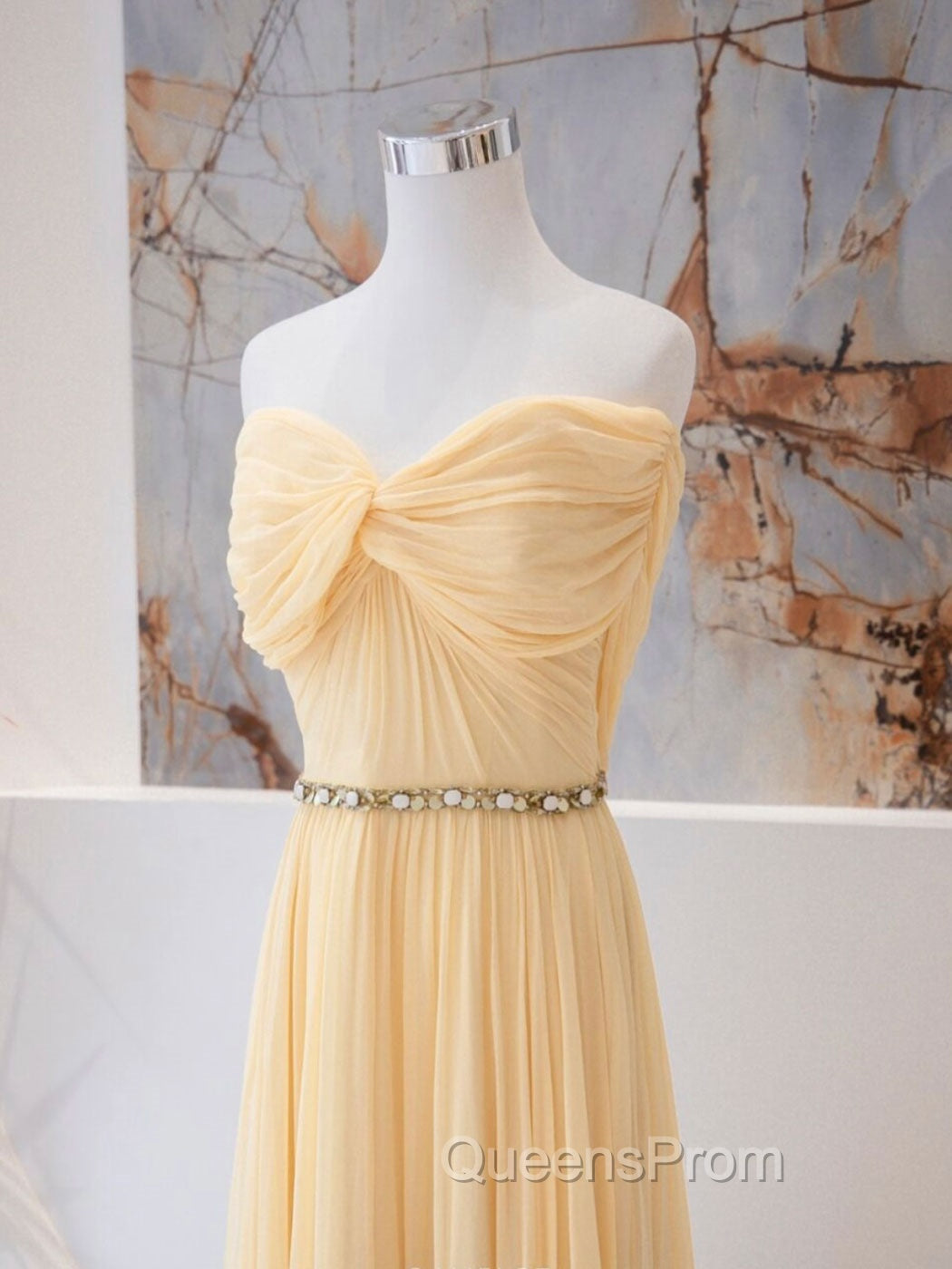 A-Line Sweetheart Neck Chiffon Long Evening Prom Dress, Chiffon Evening Dress Secondary image