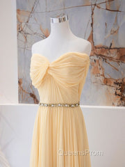 A-Line Sweetheart Neck Chiffon Long Evening Prom Dress, Chiffon Evening Dress
