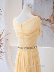 A-Line Sweetheart Neck Chiffon Long Evening Prom Dress, Chiffon Evening Dress