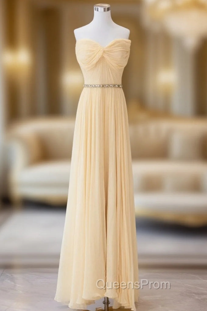 A-Line Sweetheart Neck Chiffon Long Evening Prom Dress, Chiffon Evening Dress Main image