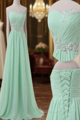 A Line Sweetheart Neck Floor Length Green Evening Prom Dress, Long Formal / Bridesmaid Dress