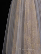 A Line Sweetheart Neck Gray Blue Long Evening Prom Dress, Gray Court Train Blue Evening Gowns