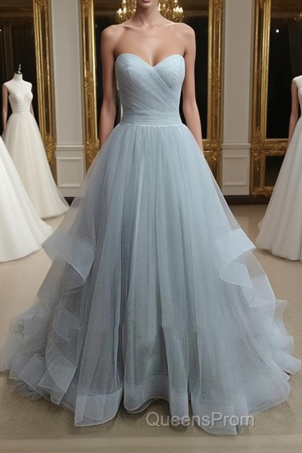 A-Line Sweetheart Neck Grey Evening Prom Dress, Formal Dress, Grey Wedding Dress Main image