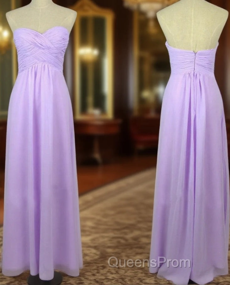 A Line Sweetheart Neck Backless Lilac Long Evening Prom Dress, Lilac Long Bridesmaid Dress Main image