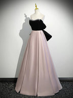 A-Line  Sweetheart Neck Off Shoulder Floor Length Pink Classy Prom Dress With Beads