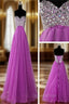 A Line Sweetheart Neck Purple Floor Length Long Evening Prom Dress, Purple Evening Dress