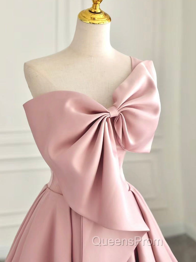 A-Line Sweetheart Neck Satin Pink Long Evening Prom Dress, Pink Long Evening Dress Secondary image