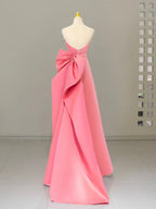 A-Line Sweetheart Neck Satin Pink Long Classy Prom Dress, Pink Long Classy Dress