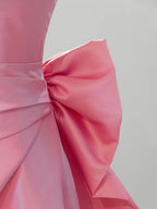 A-Line Sweetheart Neck Satin Pink Long Classy Prom Dress, Pink Long Classy Dress