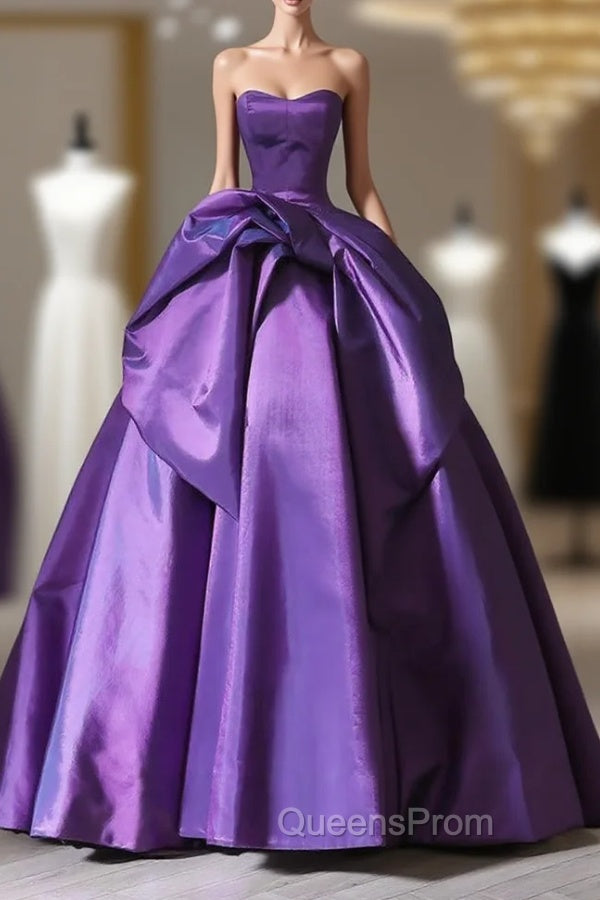 A-Line Sweetheart Neck Satin Purple Long Evening Prom Dress Evening Dress Evening Dress Main image