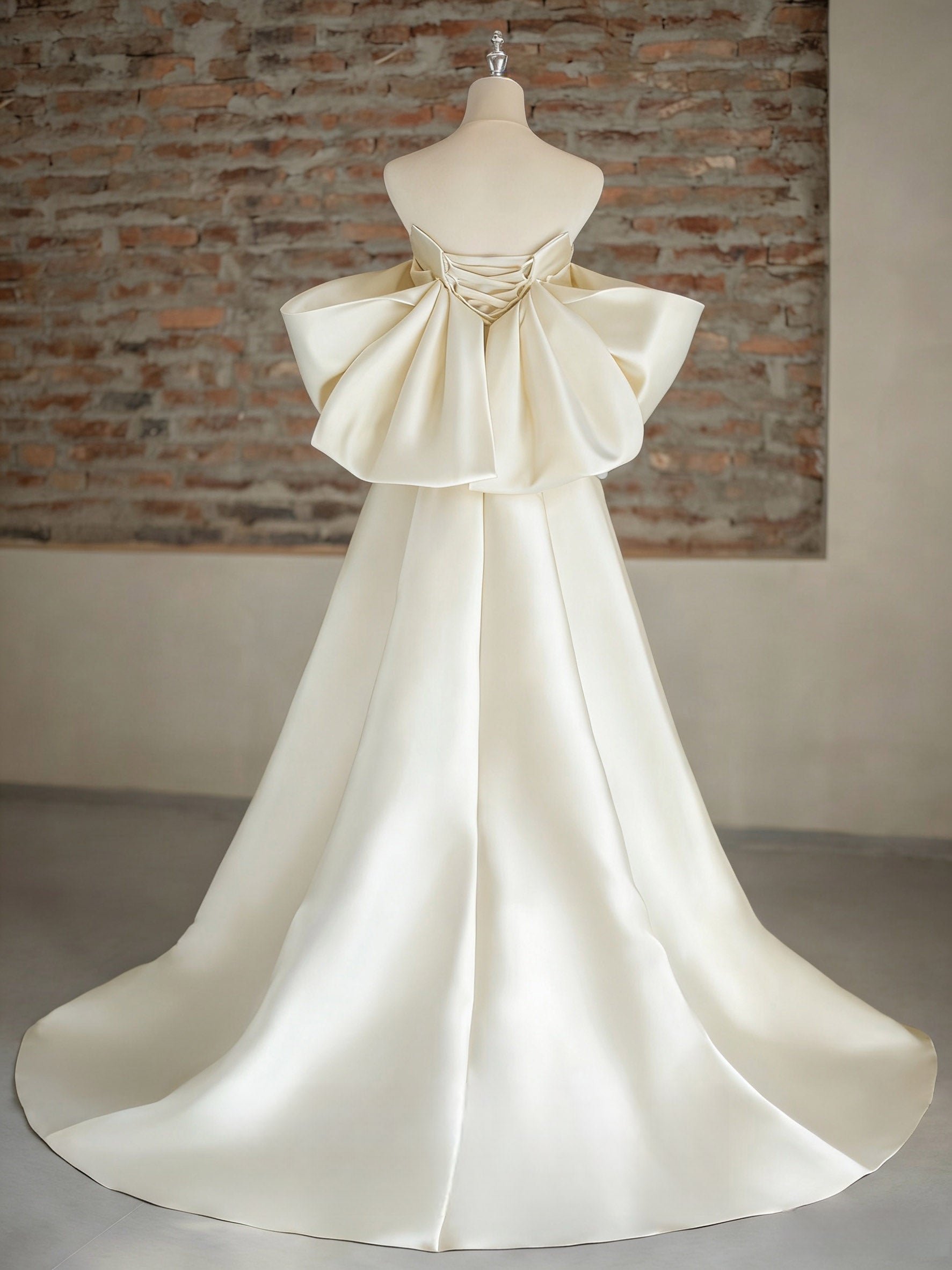 A-Line Sweetheart Neck Sweep Train Satin Ivory Long Classy Prom Dress Secondary image