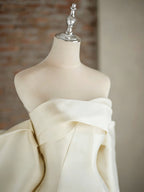 A-Line Sweetheart Neck Sweep Train Satin Ivory Long Classy Prom Dress