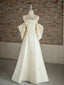 A-Line Sweetheart Neck Sweep Train Satin Ivory Long Classy Prom Dress