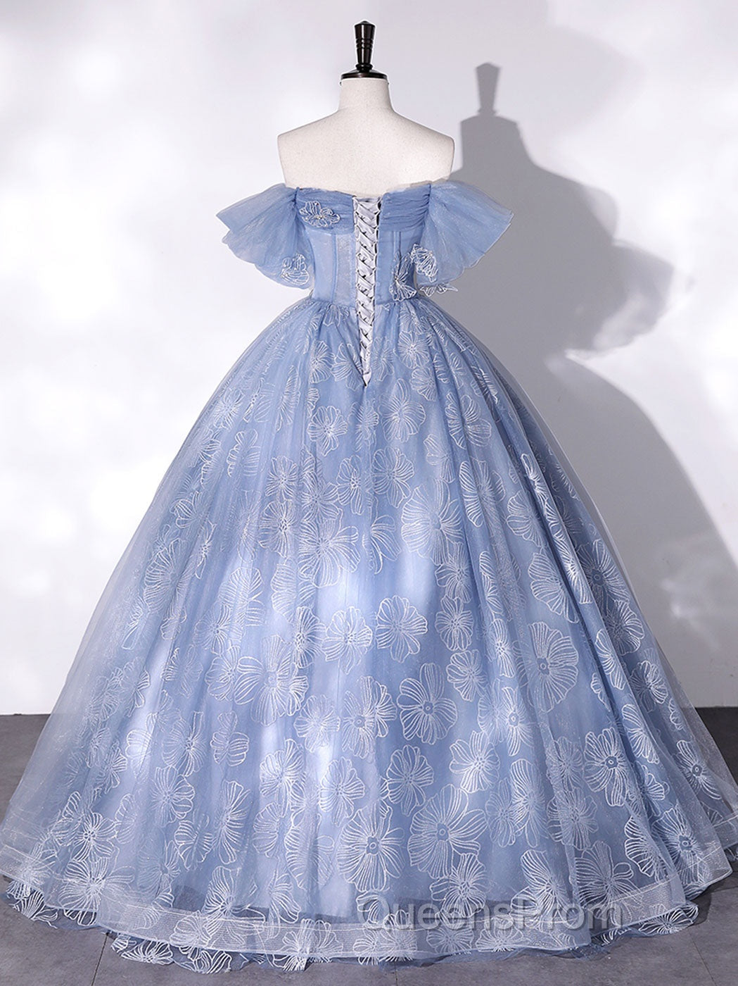 A-Line Sweetheart Neck Tulle Lace Long Evening Prom Dress, Blue Sweet 16 Dress Secondary image
